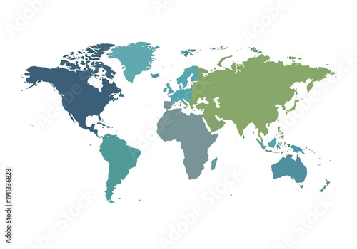 Aerial view of a colorful world map highlighting different countries and continents