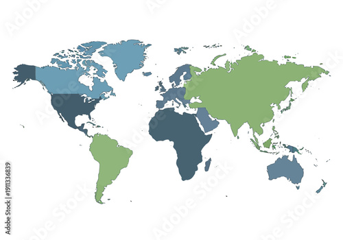Aerial view of a colorful world map highlighting different countries and continents
