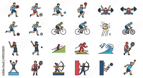 Diverse Collection of Athletic Sports Figures in Action Poses.