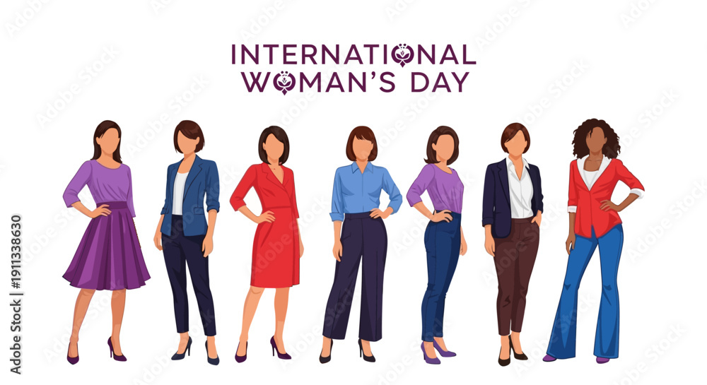 Obraz premium Diverse women celebrating International Women's Day in style