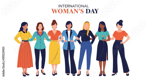 Diverse women celebrating International Woman's Day together