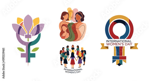 Vibrant International Women's Day illustrations for empowerment campaigns