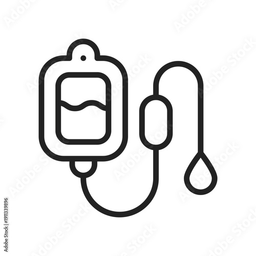 IV Drip Bag Line Icon Medical Treatment Infusion Healthcare