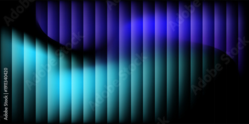 Vibrant abstract wave pattern with blue and teal hues flowing across a dark background in a vector illustration