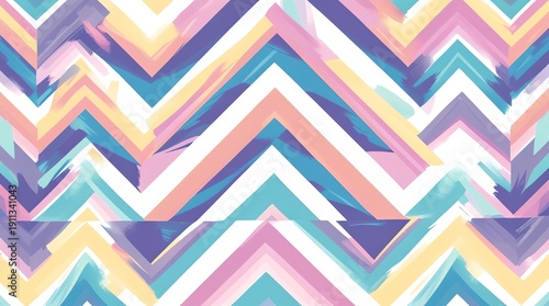 Colorful Chevron Pattern Watercolor Background.