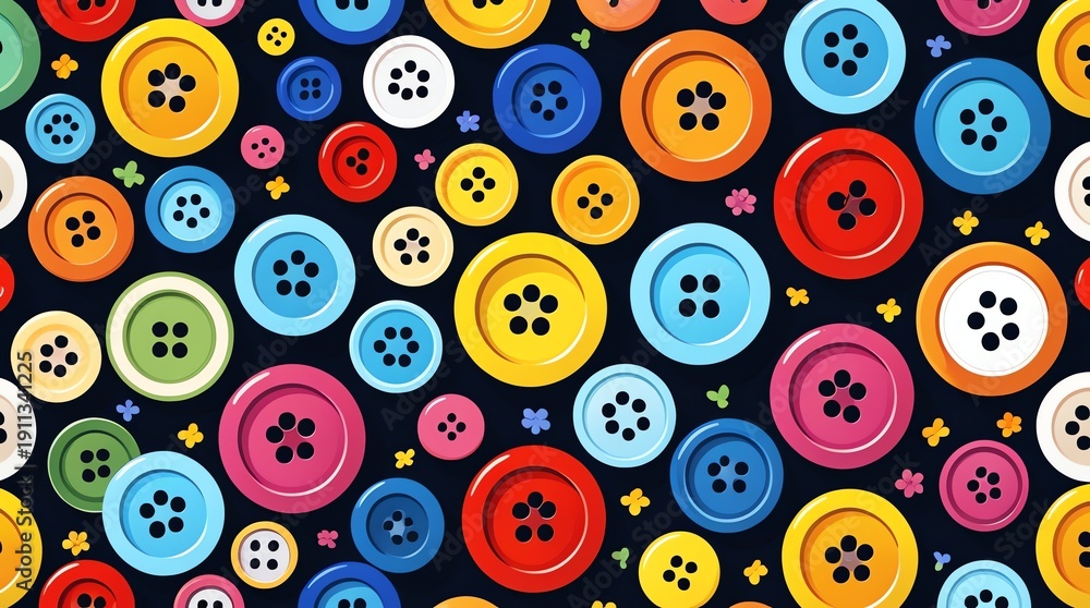 Fototapeta premium Colorful Sewing Buttons Pattern Background.