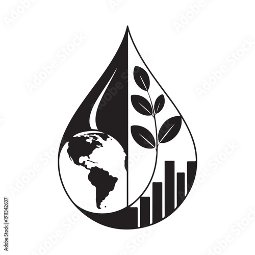 A symbolic representation of global sustainability featuring water earth plant life and growth