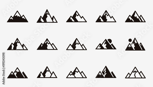 Geometric Mountain Icon Collection