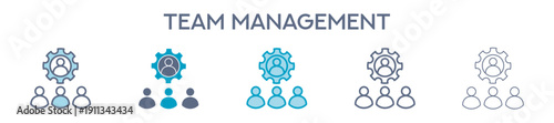 Team Management Element For Design Graphic - Multi Styles. Vector Illustration Of Two Colored And Black. Multiple Icons Designs Can Be Used For Mobile, Ui, Web 