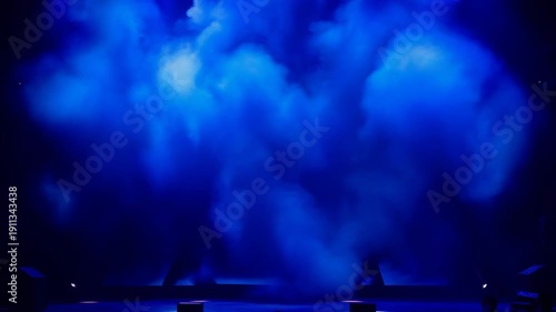 Dynamic stage lighting background with shifting red and blue colors and strobe effects in slow motion.