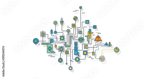 Complex Circuit Board Diagram with Components.