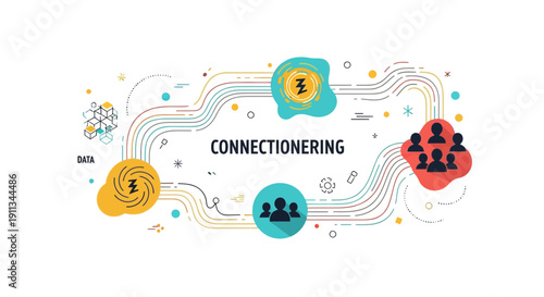 Connectionering Concept with Icons and Lines.