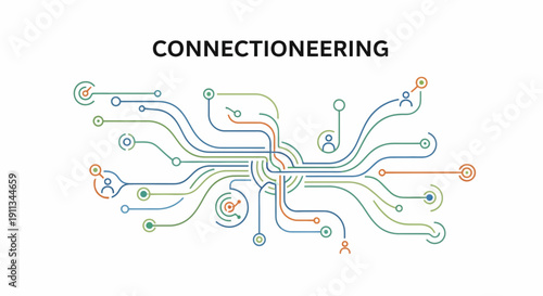 Complex Network Connection Diagram Illustration.