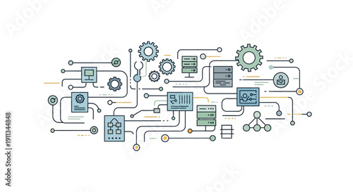 Complex Circuit Board with Gears and Components.