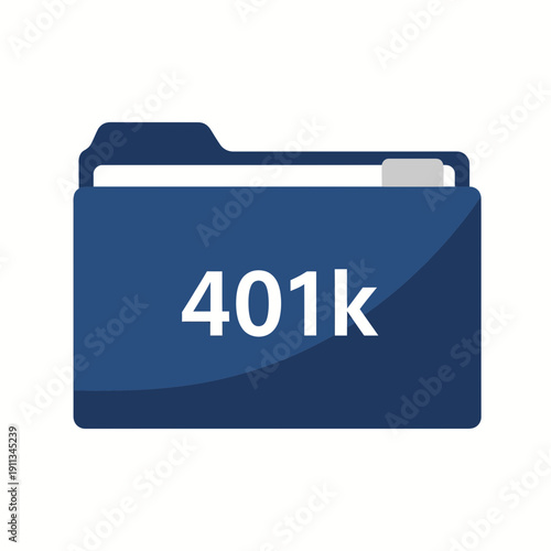 401k Retirement Plan Document Folder Icon for Financial Planning and Savings Flat Vector Illustration