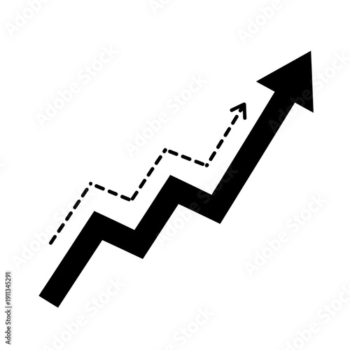 Zig Zag Arrow Trending Upwards for Business Growth and Volatility Market Analysis Flat Vector Illustration