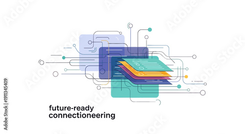 Futuristic Layers of Colorful Connection Circuitry.