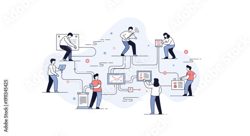 People Working Together on Large Project.