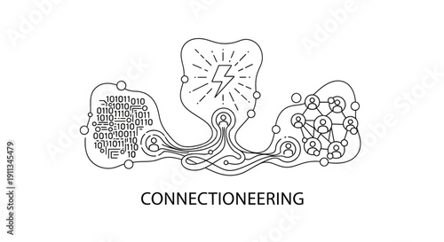 Connectioneering Concept with Abstract Shapes and Lines.