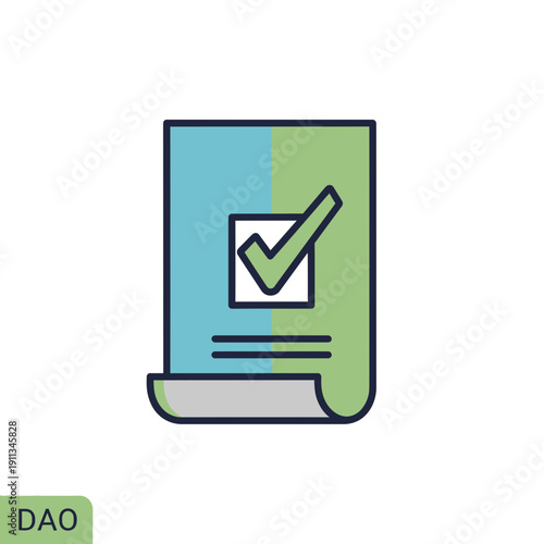 Decentralized Autonomous Organization DAO Voting Ballot Icon for Governance Flat Vector Illustration