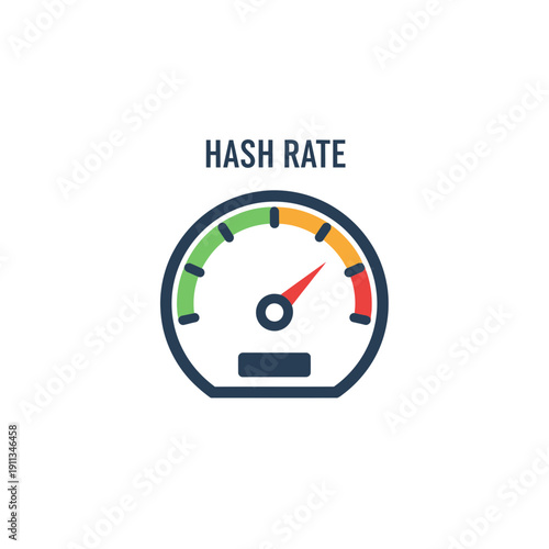 Hash Rate Speedometer Icon for Cryptocurrency Mining Performance Measurement Flat Vector Illustration
