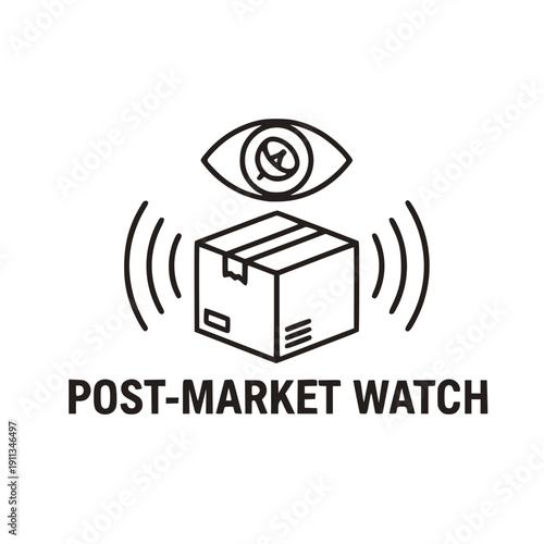 Post-Market Surveillance PMS Icon Medical Device Vigilance Black Vector