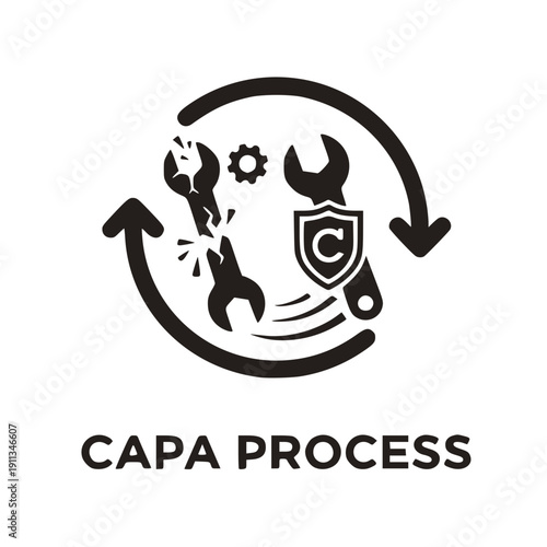 CAPA Corrective & Preventive Action Icon Quality Management System Black Vector
