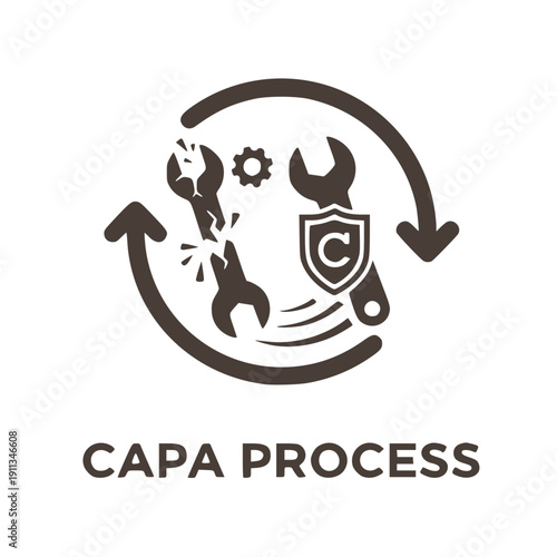 CAPA Corrective & Preventive Action Icon Quality Management System Black Vector