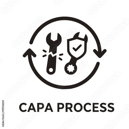 CAPA Corrective & Preventive Action Icon Quality Management System Black Vector