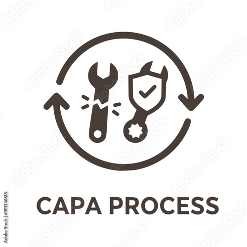 CAPA Corrective & Preventive Action Icon Quality Management System Black Vector