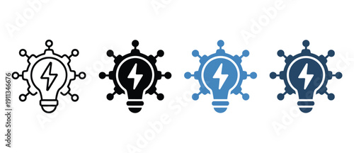 Emerging technology icon set multiple style collection, including line, solid, outline, and filled icons