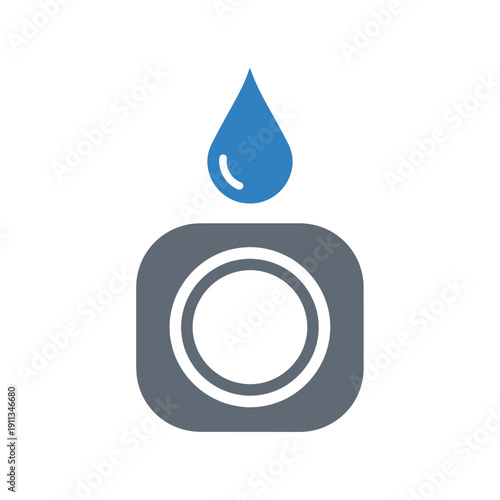 Water Leak Detection Sensor Icon with Drop Symbol for Smart Home Safety Flat Vector Illustration