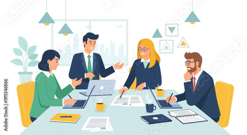 Business Professionals in Meeting Discussion.