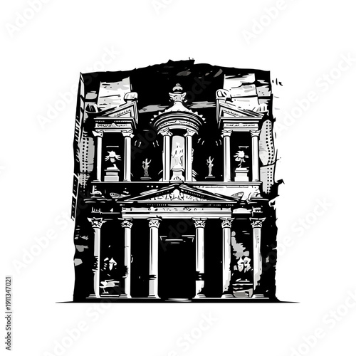 Ancient Petra Treasury Facade Illustration