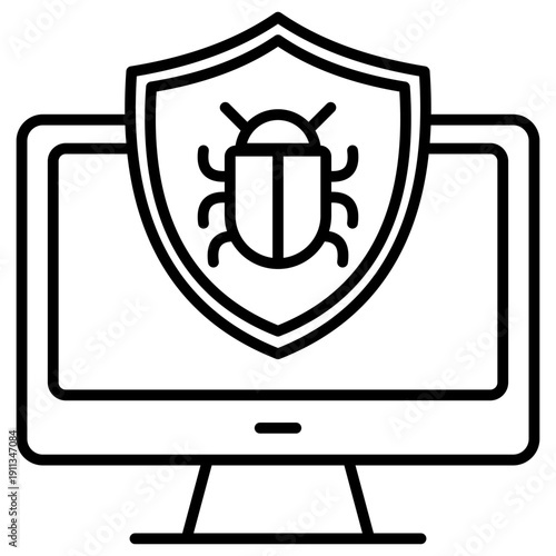 Antivirus Outline Icon Illustration Vector