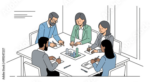 Group of People in Business Meeting.