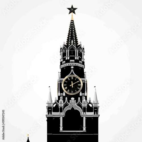 Kremlin Spasskaya Tower clock, Moscow, Russia, iconic landmark, red square, architecture, travel
