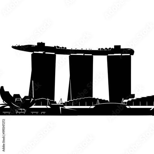 Marina Bay Sands silhouette, Singapore skyline, iconic landmark, travel destination