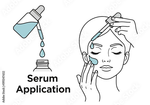 Woman Applying Facial Serum With Dropper Demonstrating Skincare Routine for Healthy Skin and Beauty Treatments