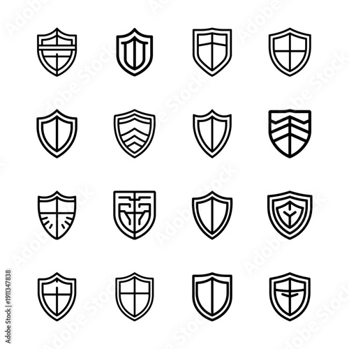 Shield and Security Icon Set Protection Emblems Badges and Corporate Branding