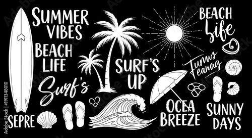 Collection of vintage outdoor adventure camping stickers, badges with tents, mountains, campfires, and explorer typography on a bright studio background, inspiring travel and freedom.