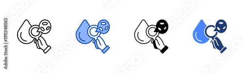 Hematology  Solid color and black line drawing vector illustration set