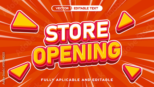 Store Opening Announcement Design with 3D Text Effect and Sunburst Background for Promotional Use