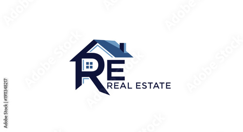 Real Estate Logo Design with House and RE Initials.