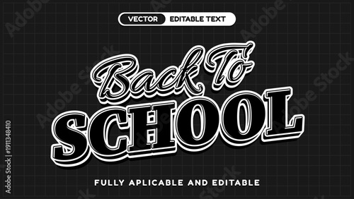 Dynamic 3D Retro 'Back To School' Editable Text Effect on a Dark Background, Ideal for Academic Promotions and Learning-themed Graphic Designs