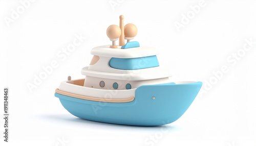 3d icon illustration of a birthday cake with candles isolated on white, designed as a nautical travel icon featuring a cruise ship and sailing boat for a summer ocean vacation