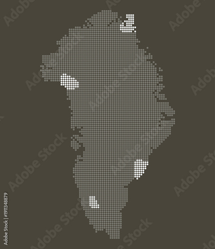 Greenland State Grey and White Dotted Map on Brown for New International Airports and Climate Feedback Loops