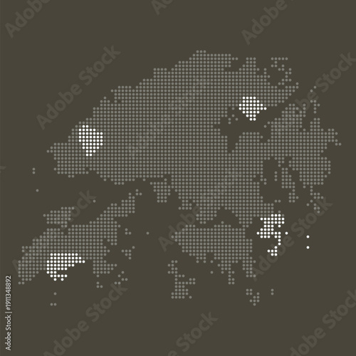 Hong Kong State Grey and White Dotted Map on Brown for Runway System and GBA Logistics Hub