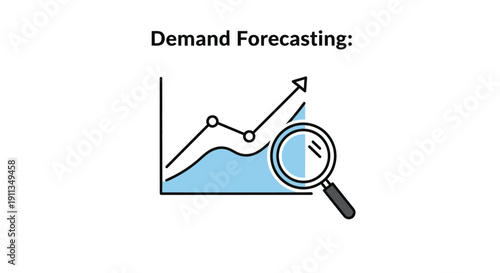 Demand Forecasting Graph with Magnifying Glass - Business Growth Analysis