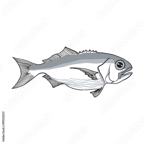 Vibrant illustration of a tuna fish, perfect for seafood, ocean, or marine-themed projects